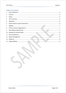 CCTV Policy Template Page 4 Sample