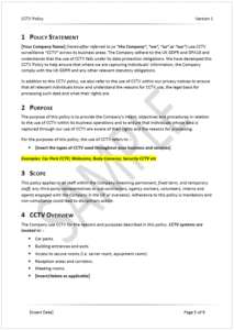 CCTV Policy Template Page 5 Sample