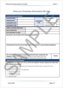Employee Screening Sample Page
