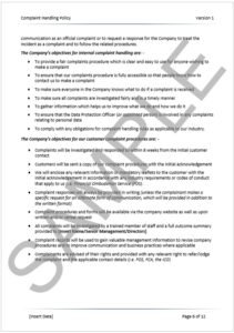 Complaint Policy Sample Page 6