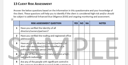 Client Risk Assessment Sample