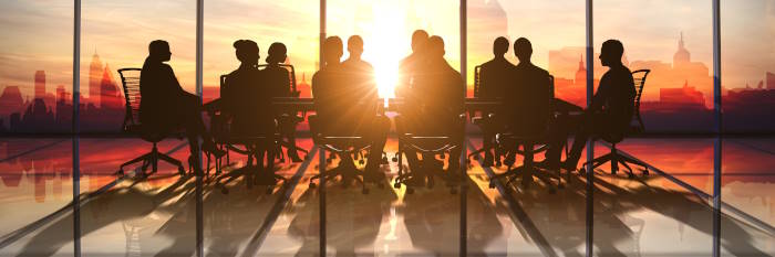 Group of managers in a board meeting