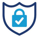 Security icon with blue tick