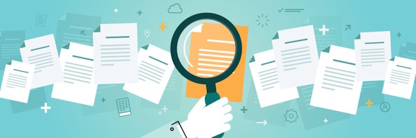 Magnifying glass over data protection documents