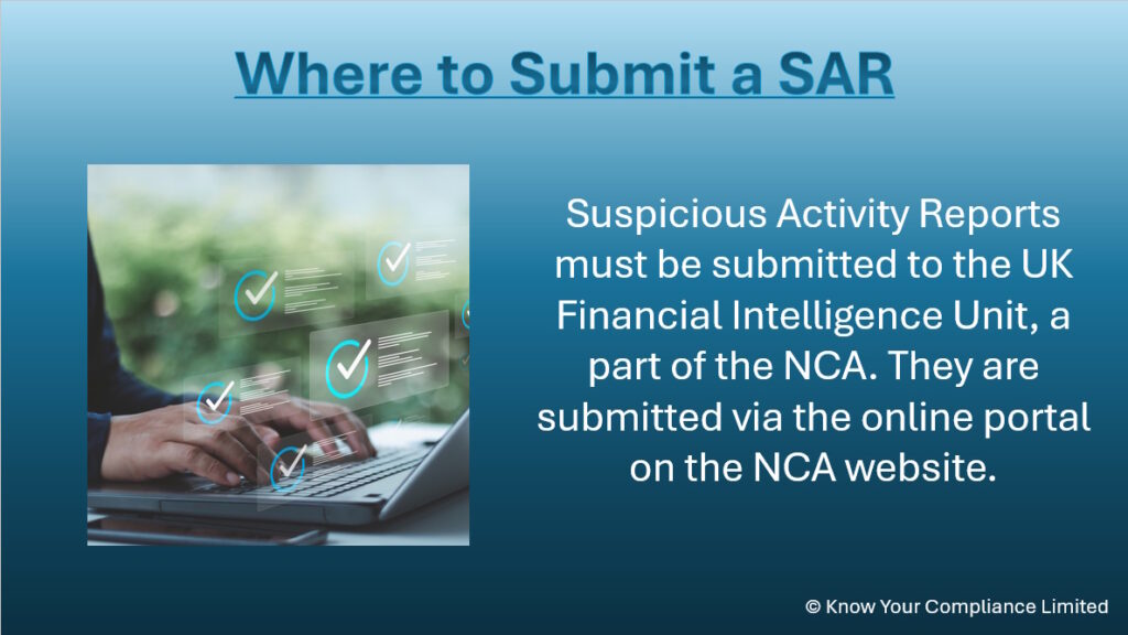 Slide asking where to submit a suspicious activity report