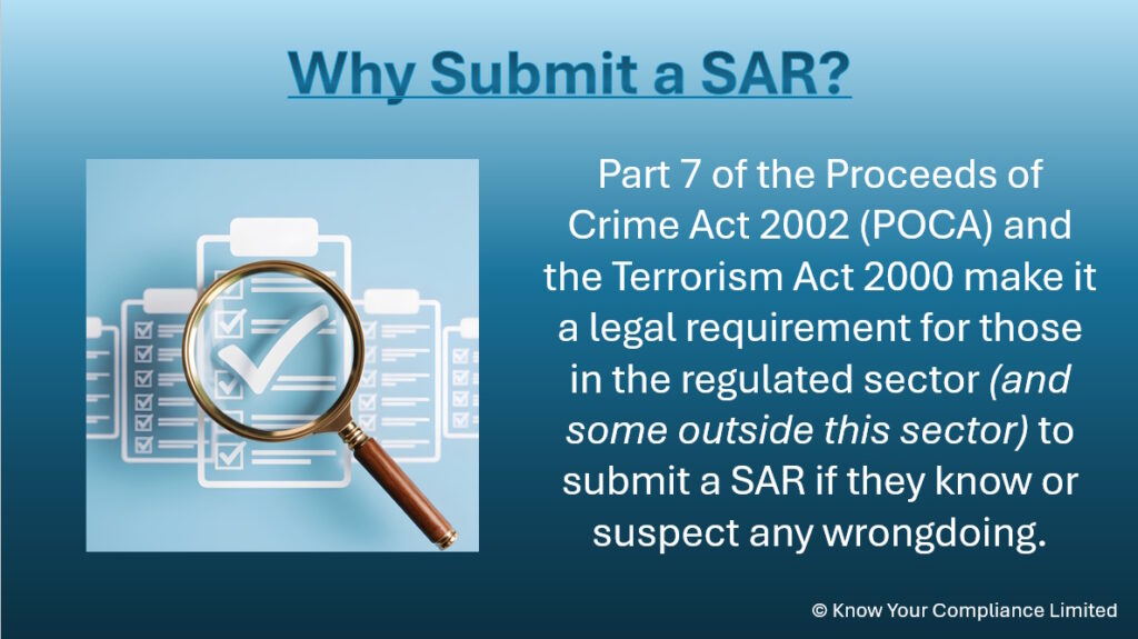 Slide asking why submit a suspicious activity report?