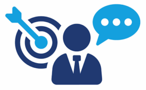 Clipart showing man with speech bubble and target