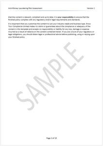 AML Risk Assessment Procedures Sample 3