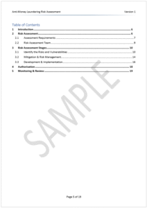 AML Risk Assessment Procedures Sample 5