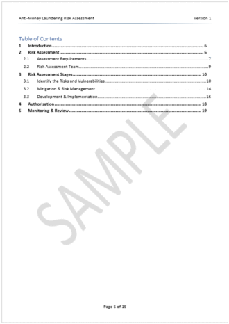 Excel Based Template for AML Risk Assessment