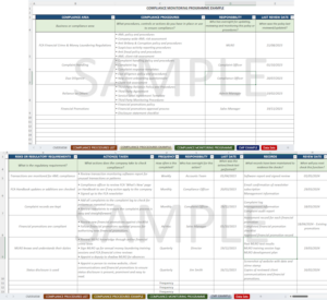 Compliance Monitoring Document Excel Examples
