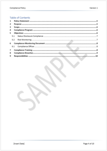 FCA Compliance Policy Sample 1