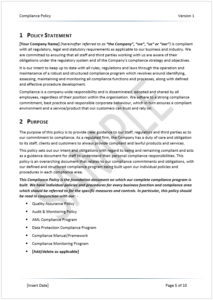 FCA Compliance Policy Sample 2