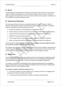 FCA Compliance Policy Sample 3
