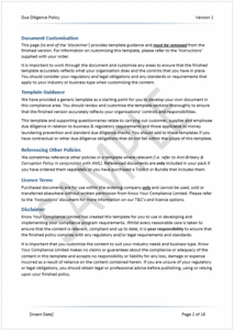 Due Diligence Policy Sample 2