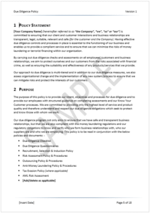 Due Diligence Policy Sample 4