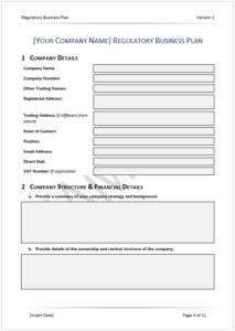 FCA Regulatory Business Plan Sample 3