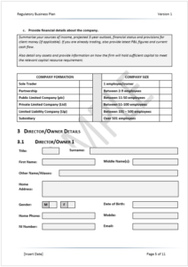 FCA Regulatory Business Plan Sample 4