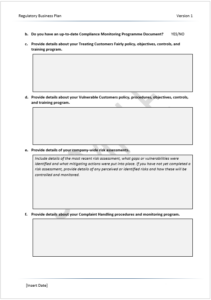FCA Regulatory Business Plan Sample 5